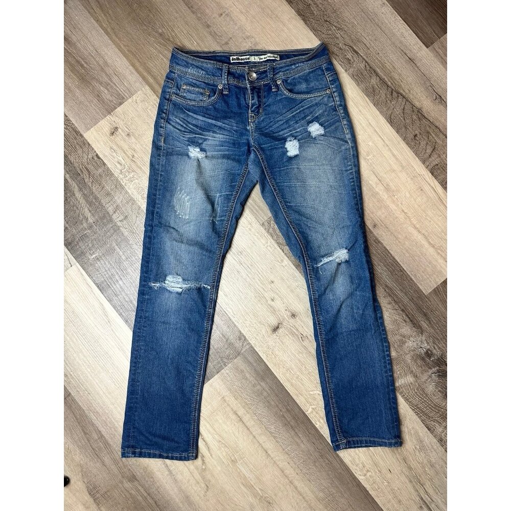 Dollhouse Distressed Straight Leg Jeans Size 3